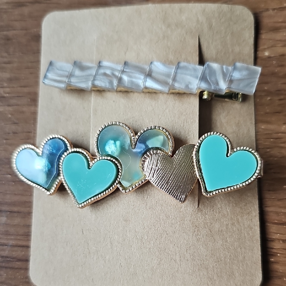 New Heart and Barrette Hair Clip Set Wedding Alligator Clip